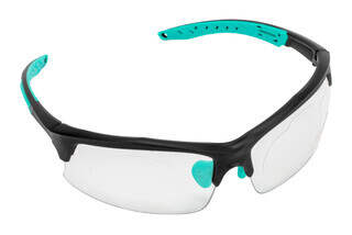 The Walkers Teal safety glasses feature rubberized polymer frames for comfort